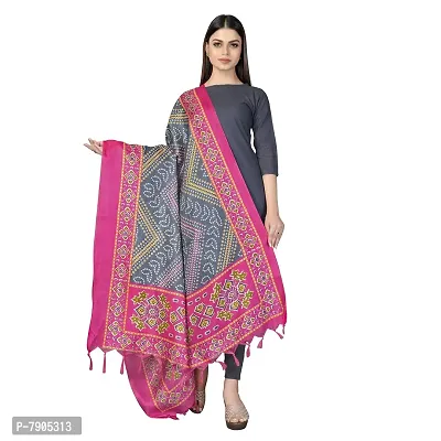 Sidhidata Women's Bandhani Printed Khadi Cotton Silk Dupatta (Dup Bandhej Pink_Pink_2.25 Mtr)