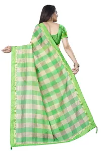 Elegant Blended Cotton Lace Bordered Checked Women Saree With Blouse Piece-thumb1