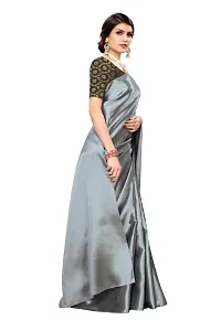 Elegant Plain Satin Saree With Brocade Women Blouse Piece-thumb3