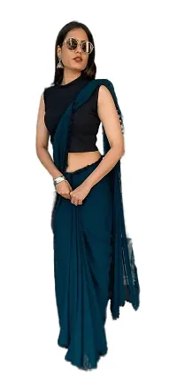 Beautiful Georgette Solid Saree With Blouse Piece For Women-thumb1