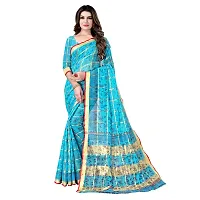 Beautiful Cotton Blend Printed Saree With Blouse Piece For Women-thumb1