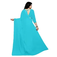 Sidhidata Textile Women's Plain Georgette Saree With Unstitched Blouse Piece (Sky Blue)-thumb2