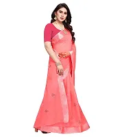 Sidhidata Textile Women's Cotton Silk Embroidered Saree With Unstitched Blouse Piece (Bandhani Peach_Peach_Free Size)-thumb3