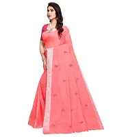 Sidhidata Textile Women's Cotton Silk Embroidered Saree With Unstitched Blouse Piece (Bandhani Peach_Peach_Free Size)-thumb2