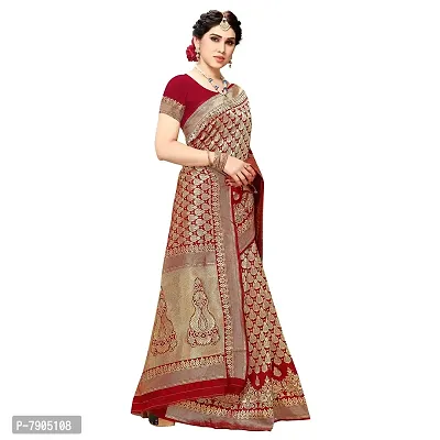 Sidhidata Textile Women's Kanjivaram Banarasi Jacquard Silk Saree With Blouse Piece (Red)-thumb5