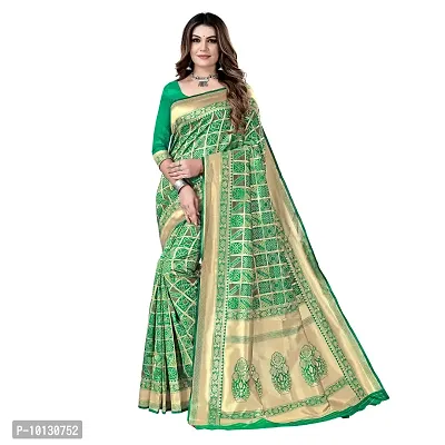 Beautiful Silk Blend Woven Design Saree With Blouse Piece For Women