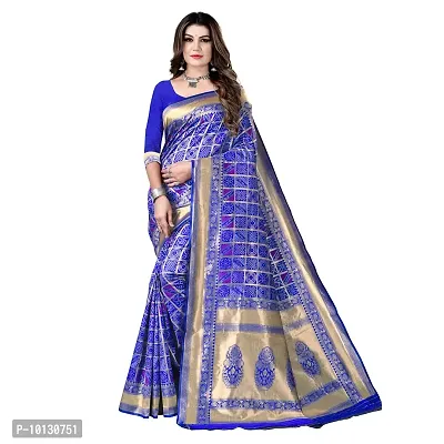 Beautiful Silk Blend Woven Design Saree With Blouse Piece For Women