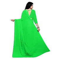 Sidhidata Women's Georgette Saree With Unstiched Blouse Piece (plain paroot green_Paroot Green), Free Size-thumb2