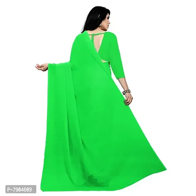 Sidhidata Women's Georgette Saree With Unstiched Blouse Piece (plain paroot green_Paroot Green), Free Size-thumb3