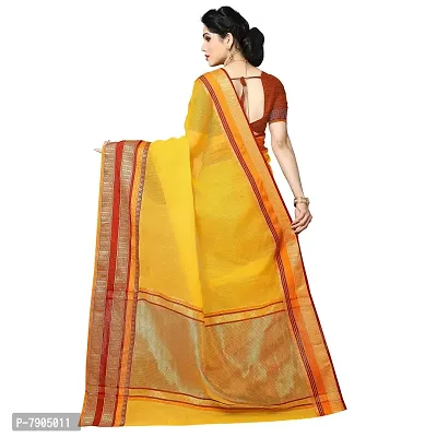 Sidhidata Women's Kota Doria Cotton Saree With Blouse Piece (Kangana 4_Yellow)-thumb4
