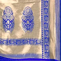 Beautiful Silk Blend Woven Design Saree With Blouse Piece For Women-thumb4