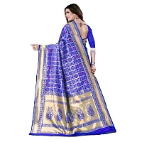 Beautiful Silk Blend Woven Design Saree With Blouse Piece For Women-thumb1