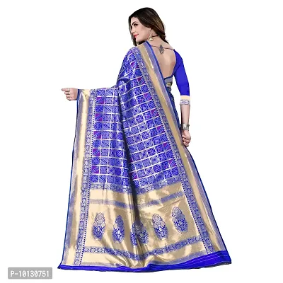 Beautiful Silk Blend Woven Design Saree With Blouse Piece For Women-thumb2