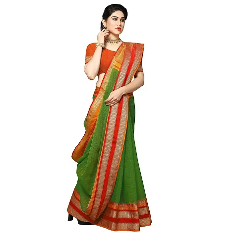 Fabulous Kota Doria Self Pattern Saree with Blouse piece For Women