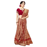 Sidhidata Textile Women's Kanjivaram Banarasi Jacquard Silk Saree With Blouse Piece (Red)-thumb1