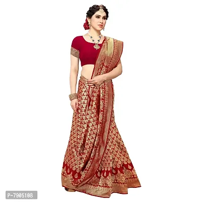 Sidhidata Textile Women's Kanjivaram Banarasi Jacquard Silk Saree With Blouse Piece (Red)-thumb2