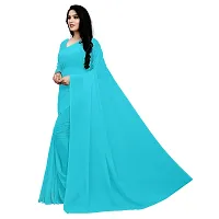 Beautiful Georgette Solid Saree With Blouse Piece For Women-thumb1