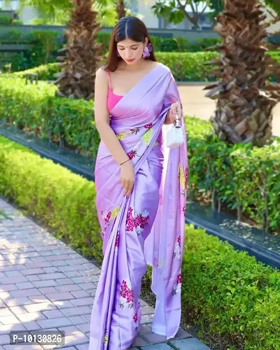 Beautiful Satin Printed Saree With Blouse Piece For Women-thumb5