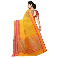 Sidhidata Textile Women's Cotton Temple Border Kota Doria Manipuri Saree with Blouse Piece (Gold)-thumb2