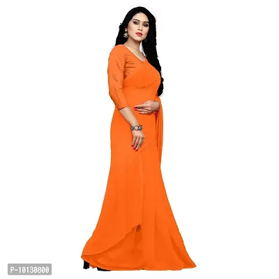 Beautiful Georgette Solid Saree With Blouse Piece For Women-thumb4