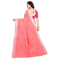 Sidhidata Textile Women's Cotton Silk Embroidered Saree With Unstitched Blouse Piece (Bandhani Peach_Peach_Free Size)-thumb1