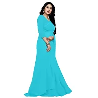 Sidhidata Women's Georgette Saree With Unstitched Blouse Piece (plain firozi 719_Firozi), Free Size-thumb3