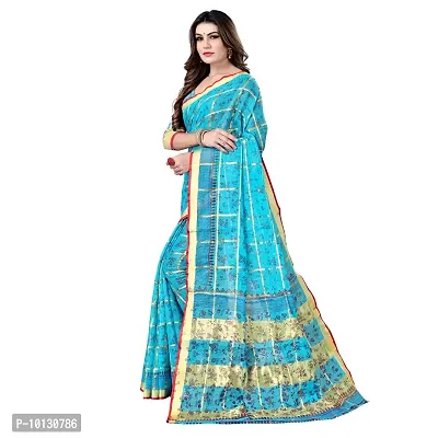 Beautiful Cotton Blend Printed Saree With Blouse Piece For Women-thumb4