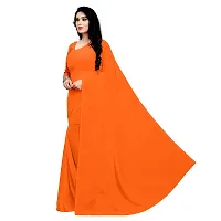 Sidhidata Women's Georgette Saree With un-stitched Blouse Piece (plain orange 707_Orange), Free Size-thumb1