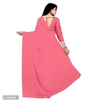 Sidhidata Women's Georgette Saree With Unstiched Blouse Piece (plain pink 701_Baby Pink), Free Size-thumb3