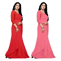 Sidhidata Textile Combo of 2 Women's plain Solid pure Georgette Saree With Unstitched Blouse Piece {Pack of Two} (Combo plain red-701_Red  Light Pink_Free Size)-thumb1