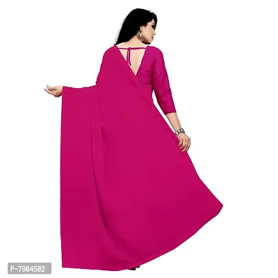 Sidhidata Textile Women's Plain Georgette Saree With Unstitched Blouse Piece (dark pink)-thumb3