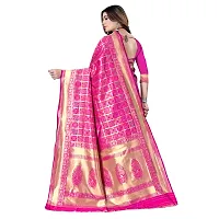 Beautiful Silk Blend Woven Design Saree With Blouse Piece For Women-thumb1