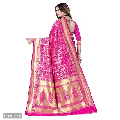 Beautiful Silk Blend Woven Design Saree With Blouse Piece For Women-thumb2