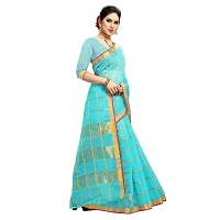 Sidhidata Women's Kota Doria Cotton Saree With Blouse Piece (Malangg_Blue, Sky Blue)-thumb4