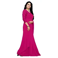 Sidhidata Textile Women's Plain Georgette Saree With Unstitched Blouse Piece (dark pink)-thumb3