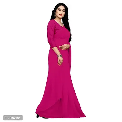 Sidhidata Textile Women's Plain Georgette Saree With Unstitched Blouse Piece (dark pink)-thumb4