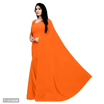 Beautiful Georgette Solid Saree With Blouse Piece For Women-thumb2