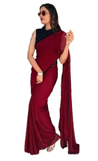 Beautiful Georgette Solid Saree With Blouse Piece For Women-thumb1