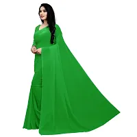 Beautiful Georgette Solid Saree With Blouse Piece For Women-thumb1