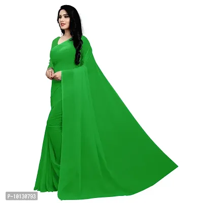 Beautiful Georgette Solid Saree With Blouse Piece For Women-thumb2