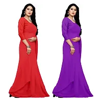 Sidhidata Textile Combo of 2 Women's plain Solid pure Georgette Saree With Unstitched Blouse Piece {Pack of Two} (Combo plain red-purple_Red  purple_Free Size)-thumb1