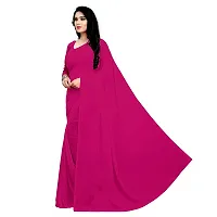 Sidhidata Textile Women's Plain Georgette Saree With Unstitched Blouse Piece (dark pink)-thumb1