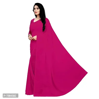 Sidhidata Textile Women's Plain Georgette Saree With Unstitched Blouse Piece (dark pink)-thumb2