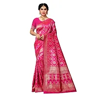 Sidhidata Textile Women's Kanjivaram Banarasi Jacquard Silk Saree With Blouse Piece (Silk Keri Pink_Pink_Free Size)-thumb1