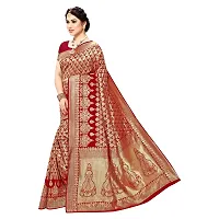 Sidhidata Textile Women's Kanjivaram Banarasi Jacquard Silk Saree With Blouse Piece (Red)-thumb3