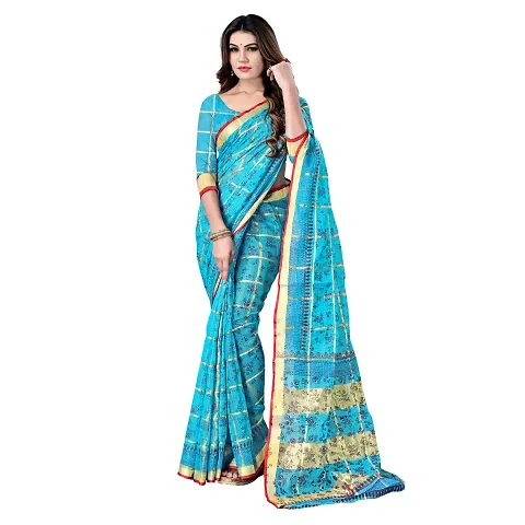 Stylish Blend Saree with Blouse piece For Women