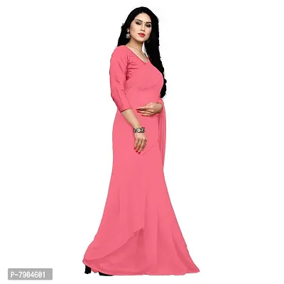 Sidhidata Women's Georgette Saree With Unstiched Blouse Piece (plain pink 701_Baby Pink), Free Size-thumb4