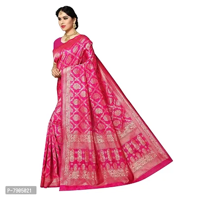 Sidhidata Textile Women's Kanjivaram Banarasi Jacquard Silk Saree With Blouse Piece (Silk Keri Pink_Pink_Free Size)-thumb5