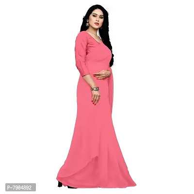 Sidhidata Women's Georgette Synthetic Saree with Blouse Piece (Baby Pink)-thumb4