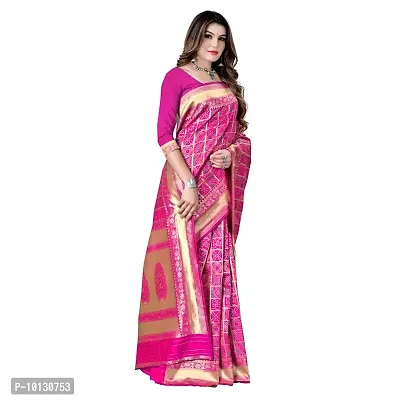 Beautiful Silk Blend Woven Design Saree With Blouse Piece For Women-thumb4